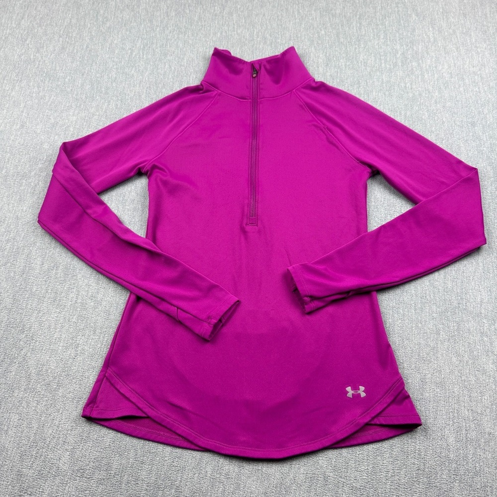 Under Armour Shirt Womens Extra Small Pink 1/2 Zip Pullover Training Running Gym